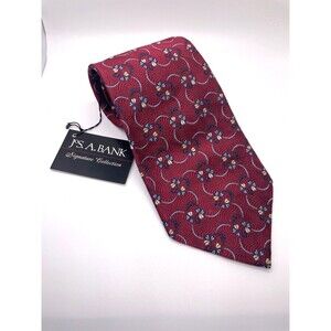 Jos. A. Bank Signature Collection Men's Neck Tie Red Neat 100% Silk